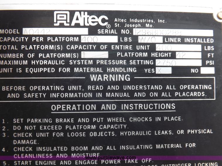 image for item F6382 Altec Industries utility box with boom lift