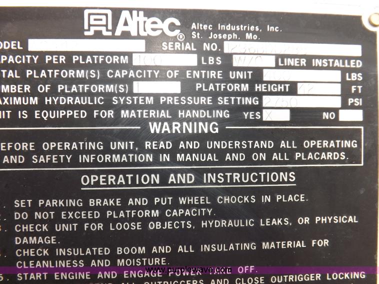 image for item F6382 Altec Industries utility box with boom lift