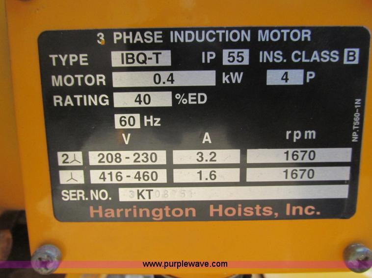 image for item Y9616 Harrington two ton hoist