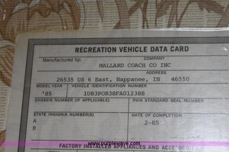 image for item E8429 1985 Prairie Schooner camper