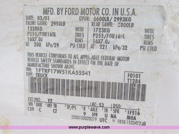 image for item F4236 2001 Ford F150 pickup truck