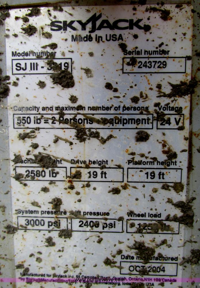 image for item F4287 Skyjack SJ111 3219 scissor lift