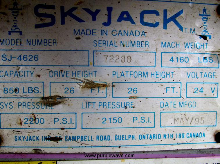 image for item F4289 1995 Skyjack SJ4626 scissor lift