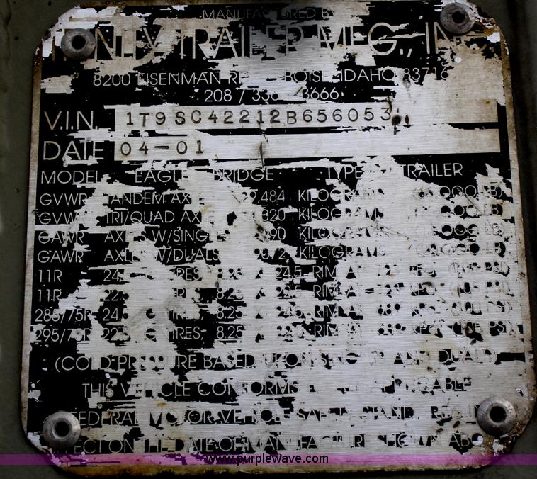 image for item F2830 2002 Trinity spread axle self unloading trailer