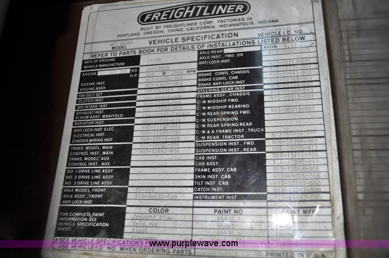 image for item C3327 1977 White Freightliner semi truck