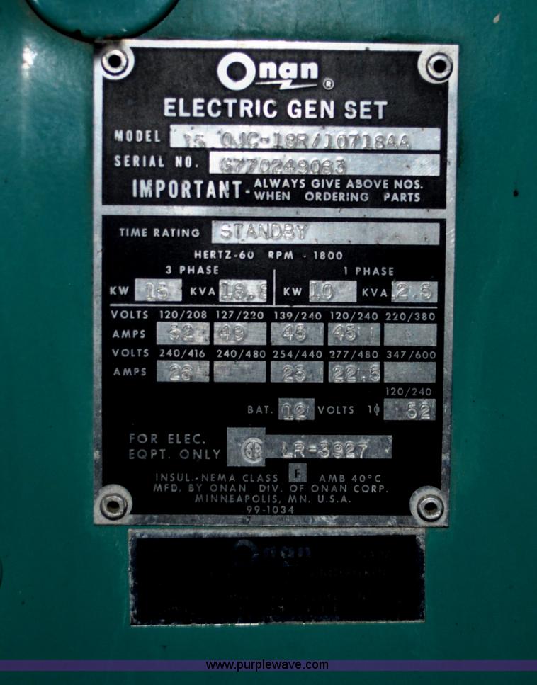 image for item C3351 Onan Generator