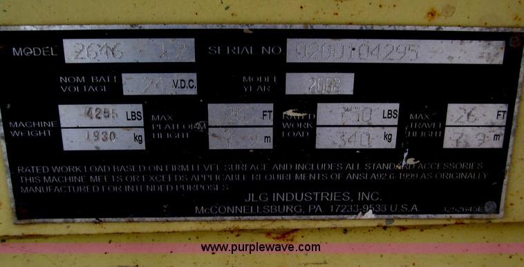 image for item B5384 2002 JLG 2646E2 electric scissor lift