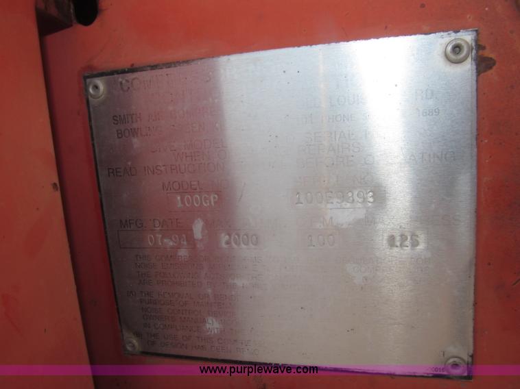 image for item B5393 1994 Smith 100GP towable air compressor