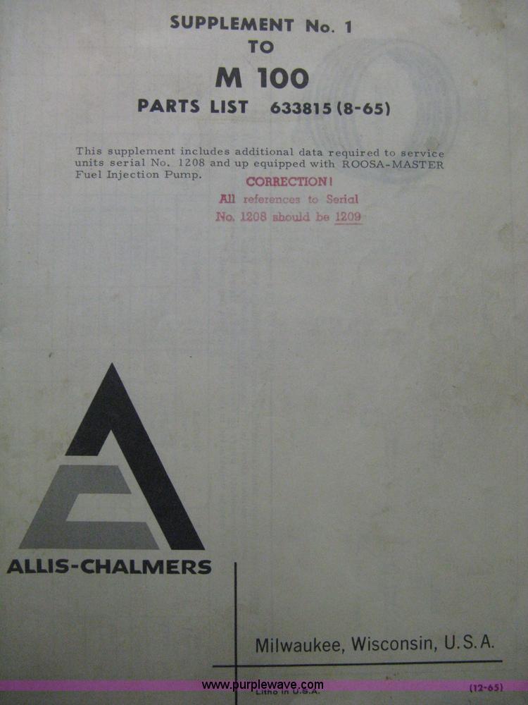 image for item E3085 Allis Chalmers M100 B series motor grader