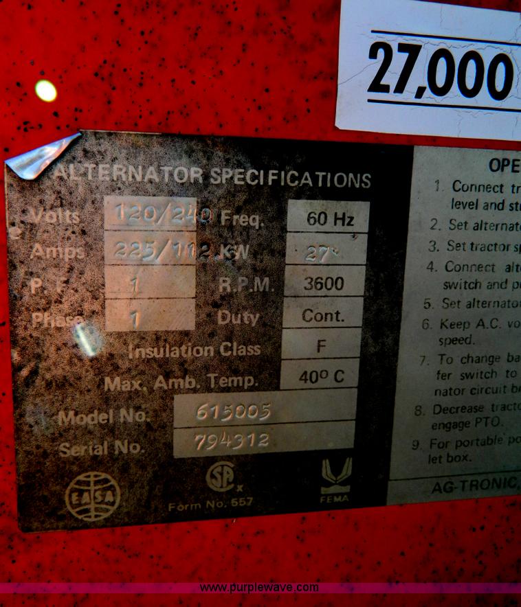 image for item S9221 Ag-Tronic 61505 PTO driven generator