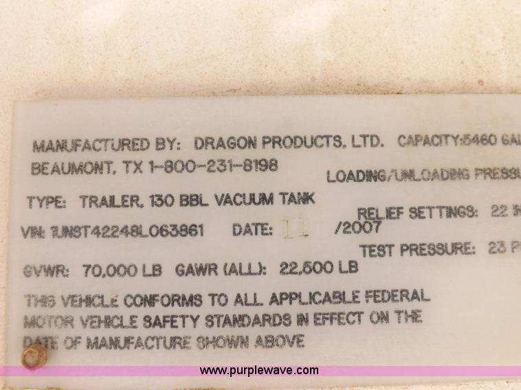 image for item F6405 2008 Dragon vacuum trailer