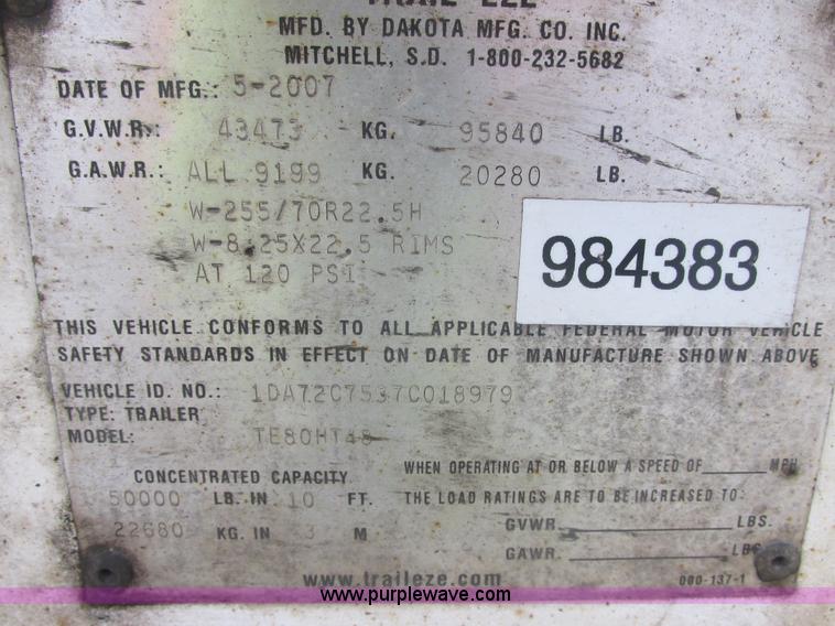 image for item E7112 2007 Trail-Eze TE80HT Hydra-tail trailer