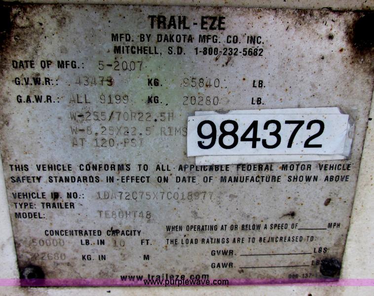 image for item E7113 2007 Trail-Eze TE80HT Hydra-tail trailer