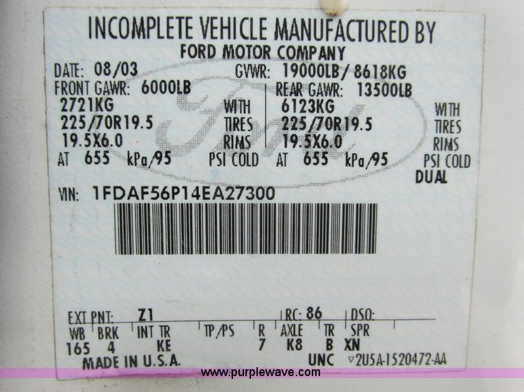 image for item F4393 2004 Ford F550 Super Duty service truck