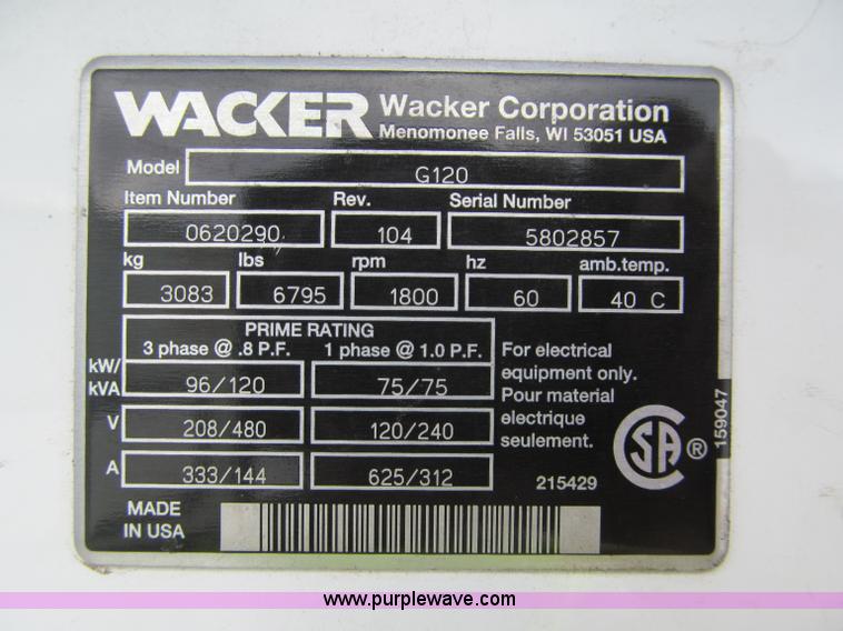 image for item F5945 2007 Wacker G120 portable generator
