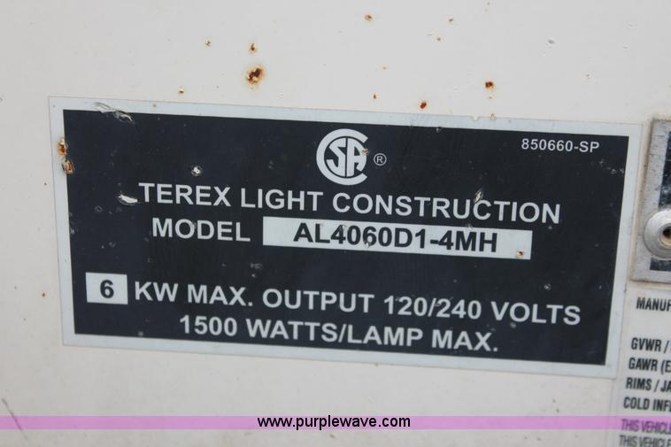 image for item W9462 2007 Terex Amida AL4000 light tower/generator