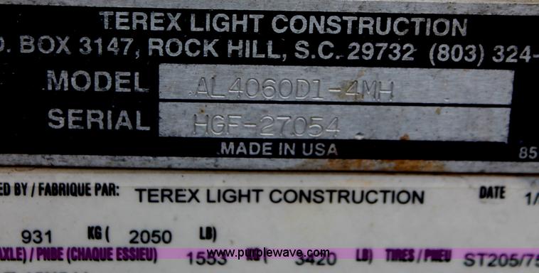 image for item W9462 2007 Terex Amida AL4000 light tower/generator