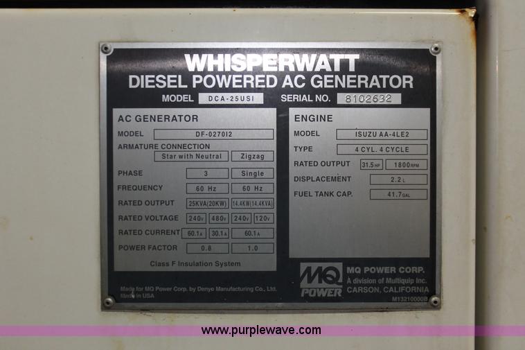 image for item W9464 Multi Quip Whisperwatt 25 portable generator