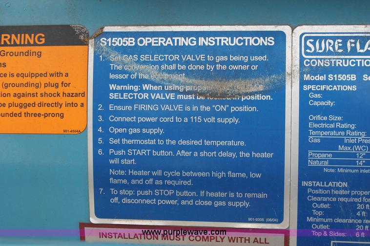 image for item W9479 Heat Wagon Sure Flame S1505B construction heater