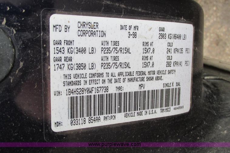 image for item AG9980 1998 Dodge Durango SLT SUV