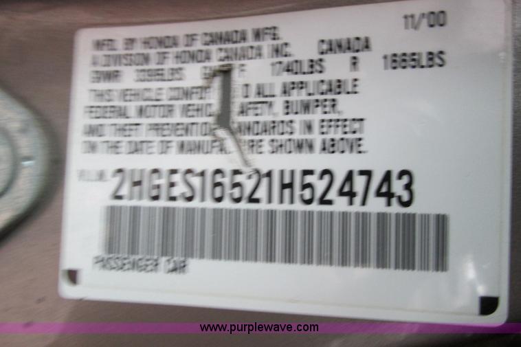 image for item AG9989 2001 Honda Civic LX