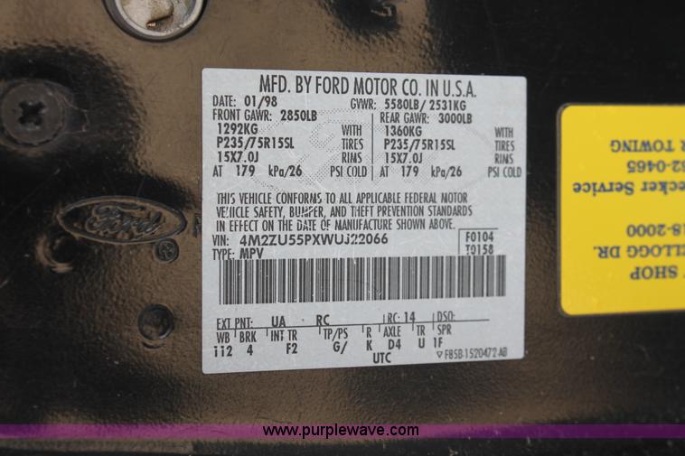 image for item E2948 1998 Mercury Mountaineer SUV