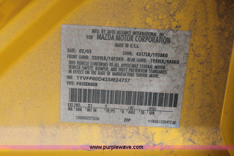 image for item W9447 2003 Mazda A6S