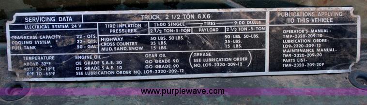 image for item G5571 1968 Military M35A2 2.5 ton truck