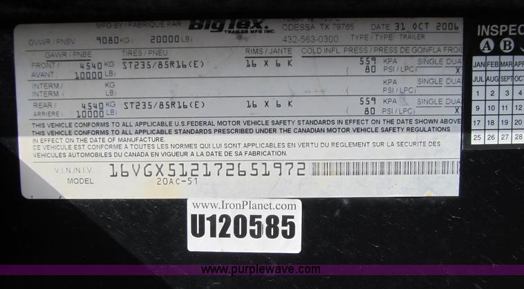 image for item B1844 2007 Big Tex 20AC-51 gooseneck auto/combo transport trailer