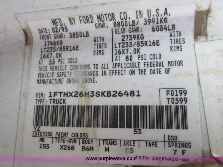 image for item F4397 1995 Ford F250 Super Duty XL SuperCab pickup truck