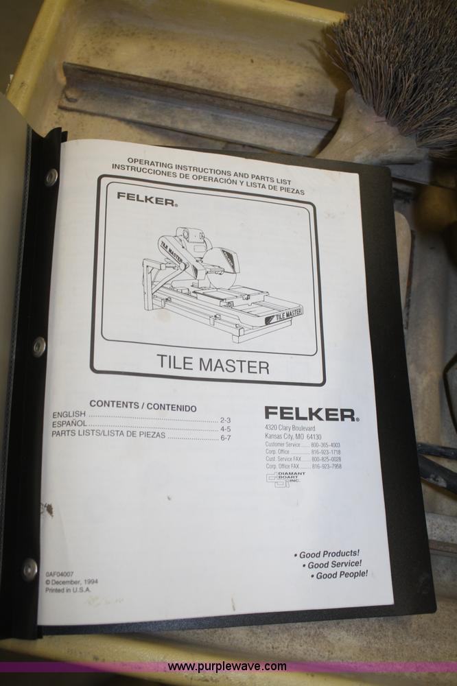 Felker Tile Master tile saw in Rossville, KS Item S9919 sold Purple
