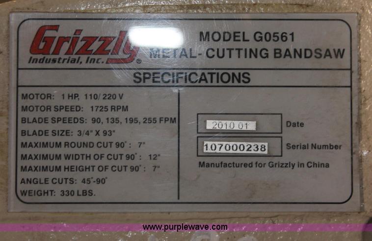 image for item V9033 Grizzly G0561 metal cutting bandsaw