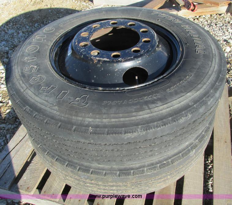 image for item X9838 (2) 10R-22.5 tires and steel wheels