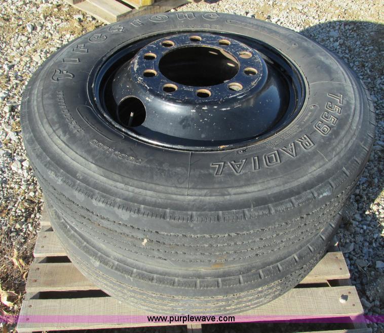 image for item X9838 (2) 10R-22.5 tires and steel wheels