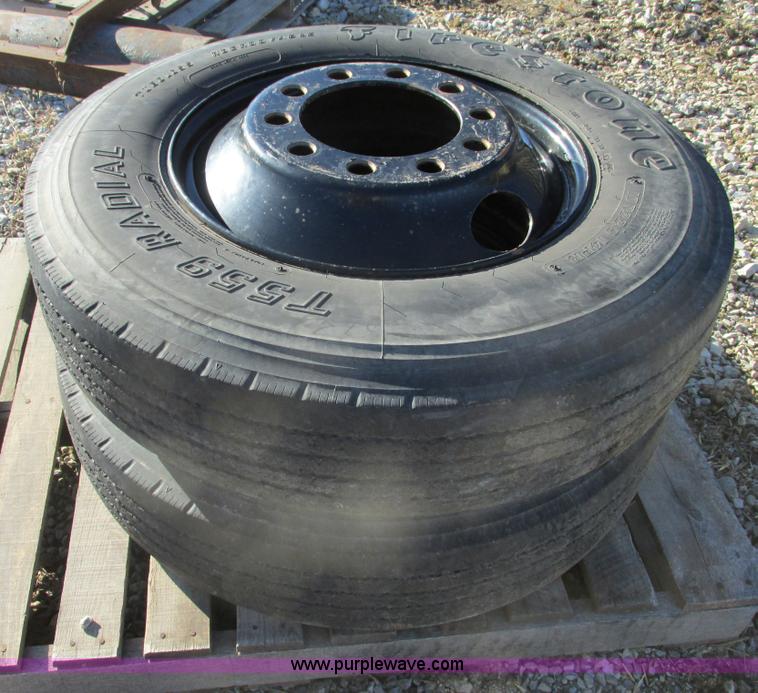 image for item X9838 (2) 10R-22.5 tires and steel wheels