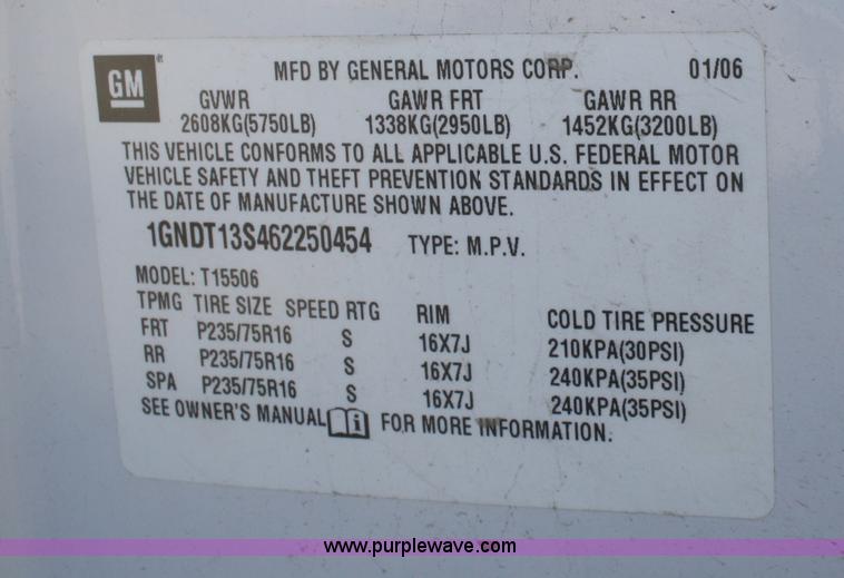 image for item A3974 2006 Chevrolet Trailblazer LS SUV