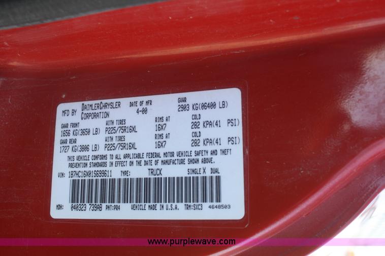 image for item A3983 1999 Dodge Ram 1500 pickup truck