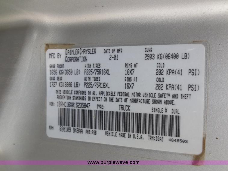 image for item D5797 2001 Dodge Ram 1500 pickup truck