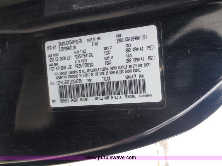 image for item D5799 2001 Dodge Ram 1500 pickup truck