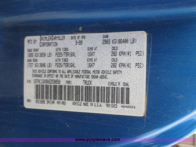 image for item D5803 1999 Dodge Ram 1500 pickup truck