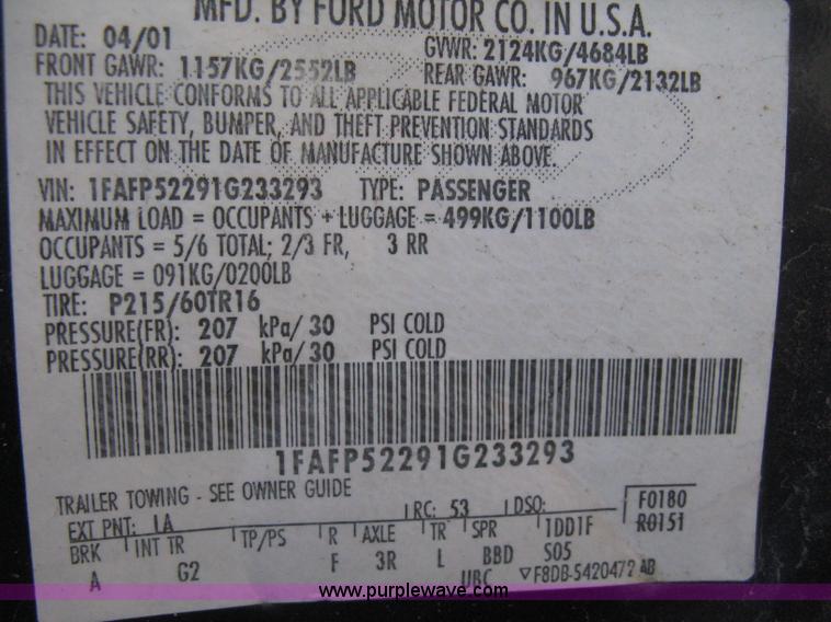 image for item E2892 2001 Ford Taurus LX