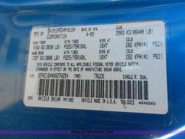 image for item F2977 1999 Dodge Ram 1500 pickup truck