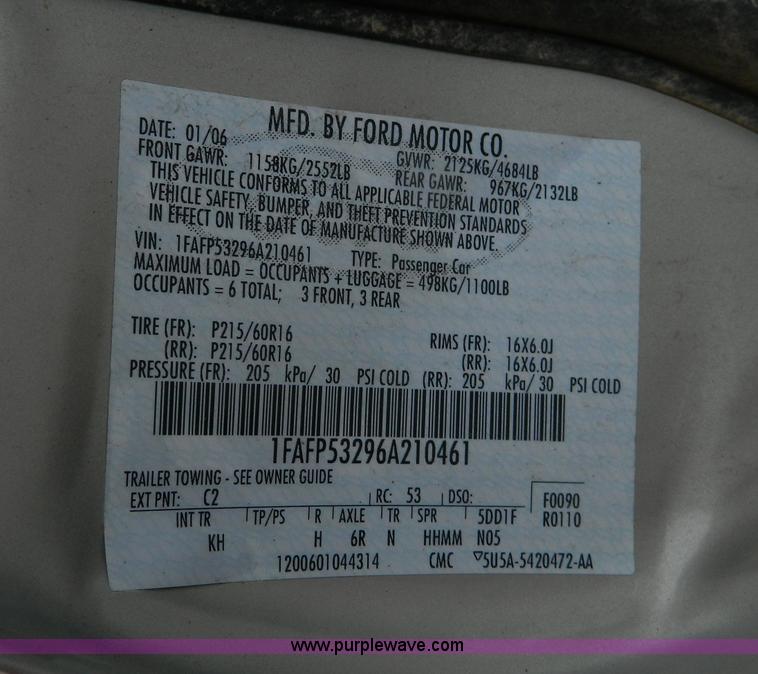 image for item G7708 2006 Ford Taurus SE