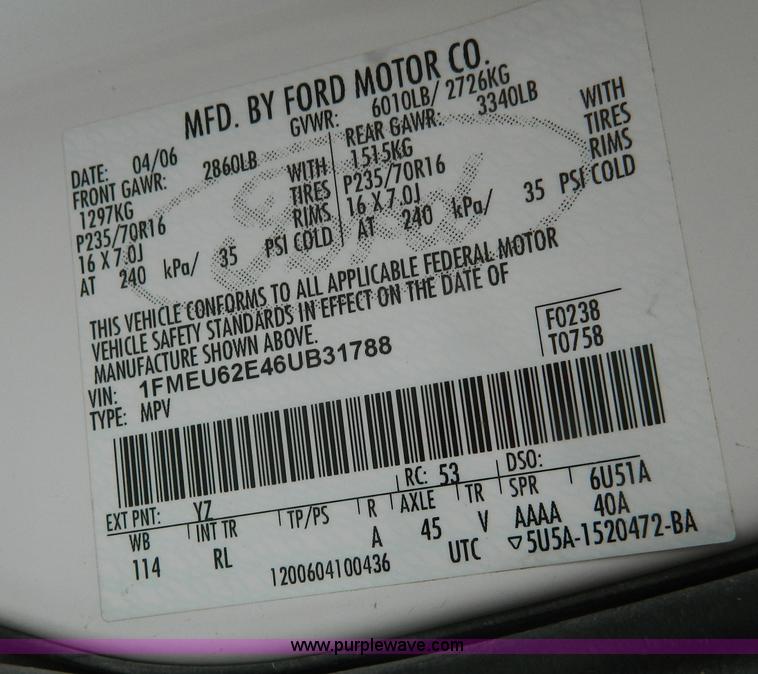 image for item G7709 2006 Ford Explorer SUV