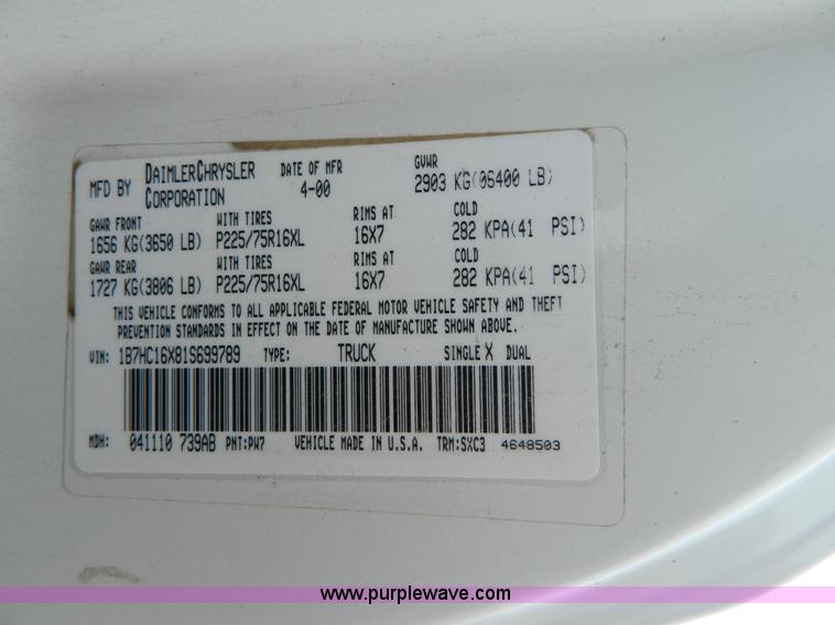 image for item G7714 2001 Dodge Ram 1500 pickup truck