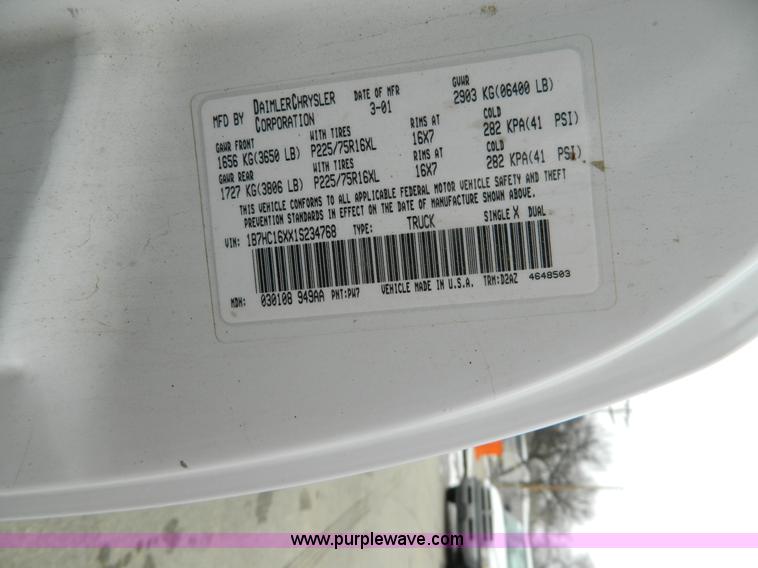 image for item G7715 2001 Dodge Ram 1500 pickup truck