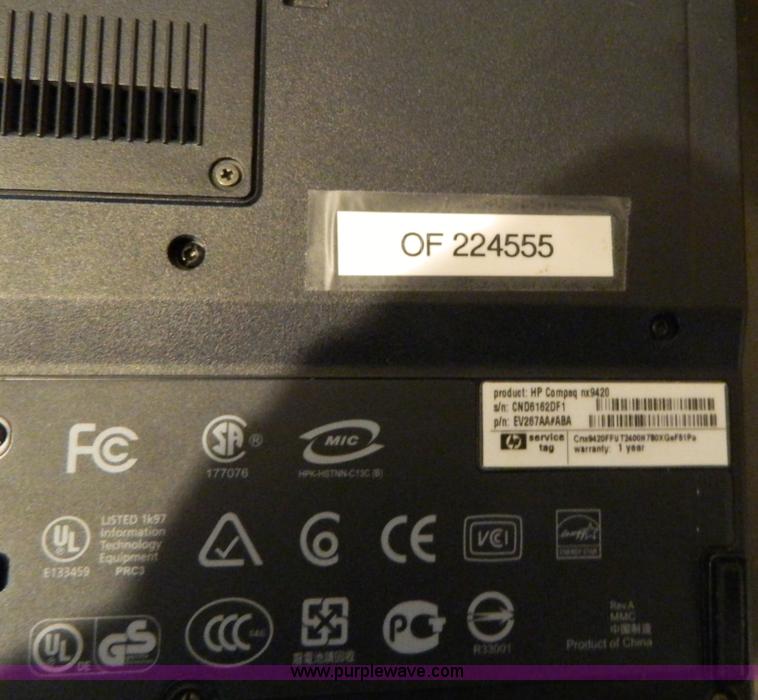 image for item W9169 2007 HP NX9420 laptop computer