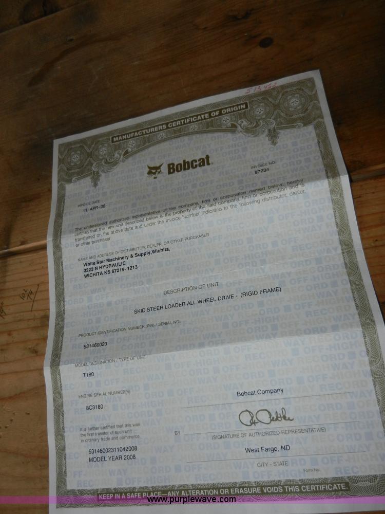 image for item A3953 2008 Bobcat T180  compact skid steer