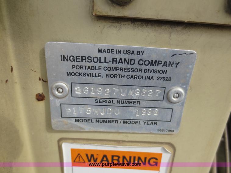image for item D5767 1996 Ingersoll Rand air compressor
