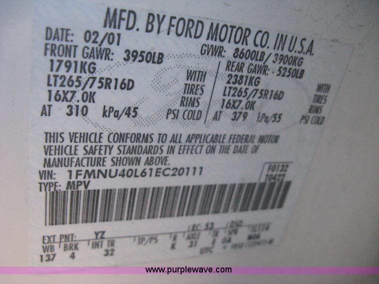 image for item E3135 2001 Ford Excursion XLT SUV